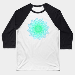 Turquoise Digital Mandala Baseball T-Shirt